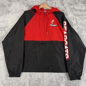 Champion Cincinnati Bearcats Packable Jacket Large Red Black Half Zip Pullover